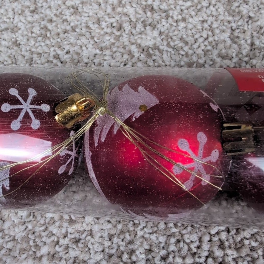 Christmas House Ornaments Decorations Red Glitter Tree Snowflake 5pc Set - Picture 6 of 6